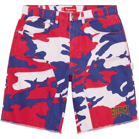 Supreme Cutoff Double Knee Denim Painter Short - Red Camo