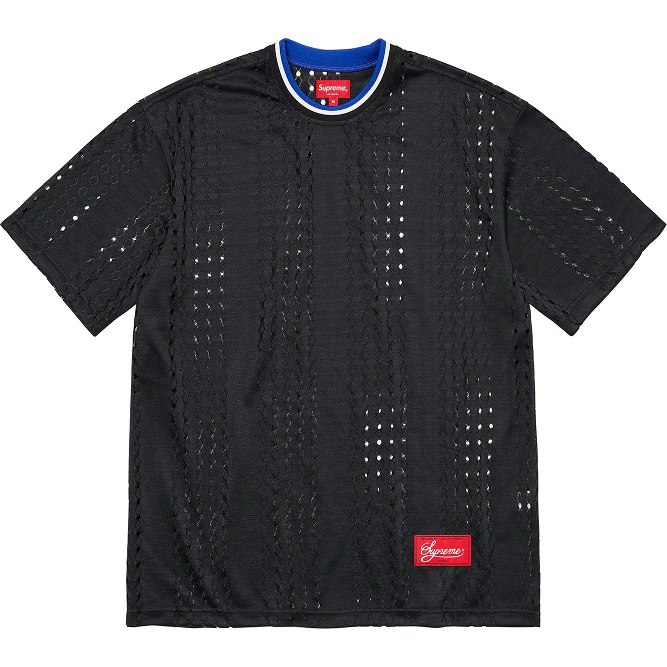 Supreme Perforated Stripe Warm Up Top (SS22) - Black - $78
