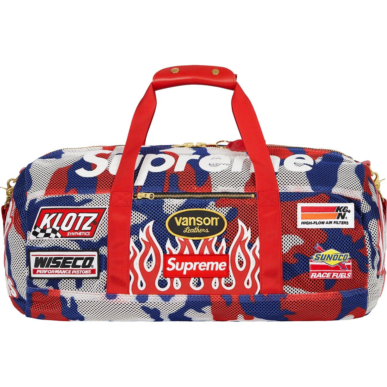 Supreme Supreme Vanson Leathers Cordura Mesh Duffle Bag (SS22) - Red Camo - $548