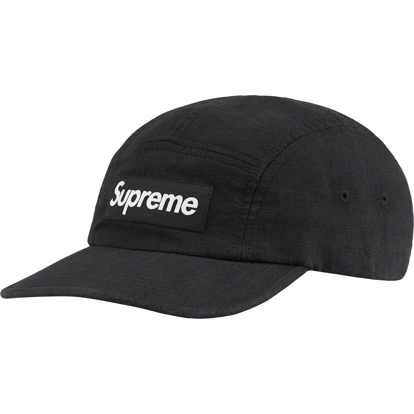 Supreme Linen Fitted Camp Cap (SS22) - Black - $54