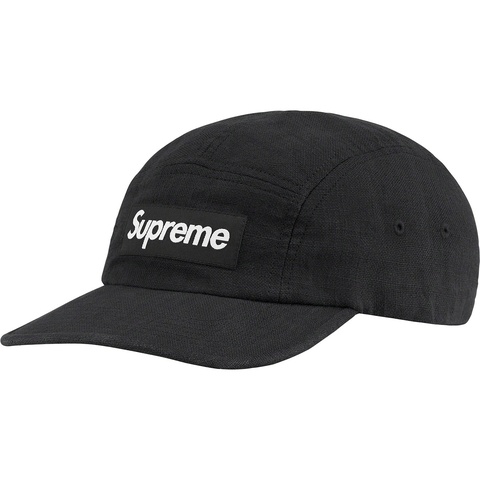 Supreme Linen Fitted Camp Cap - Black
