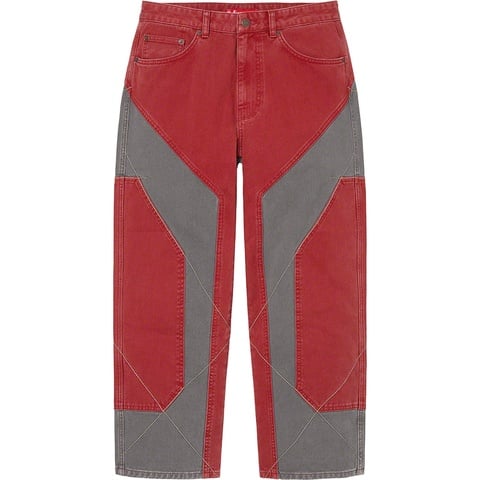Supreme 2-Tone Paneled Jean - Red