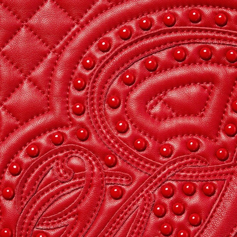 Supreme Studded Quilted Leather Jacket - Red