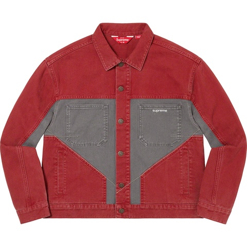 Supreme 2-Tone Paneled Denim Jacket - Red