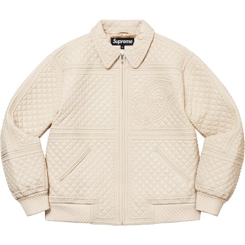 Supreme Studded Quilted Leather Jacket - White