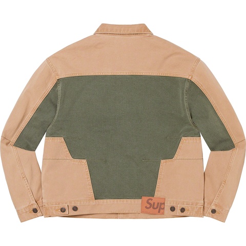 Supreme 2-Tone Paneled Denim Jacket - Brown