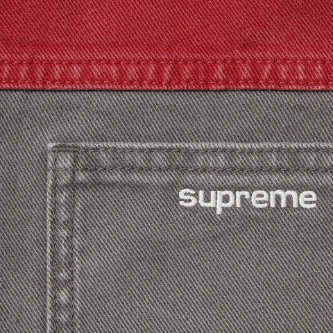 Supreme 2-Tone Paneled Denim Jacket - Red