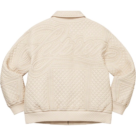 Supreme Studded Quilted Leather Jacket - White
