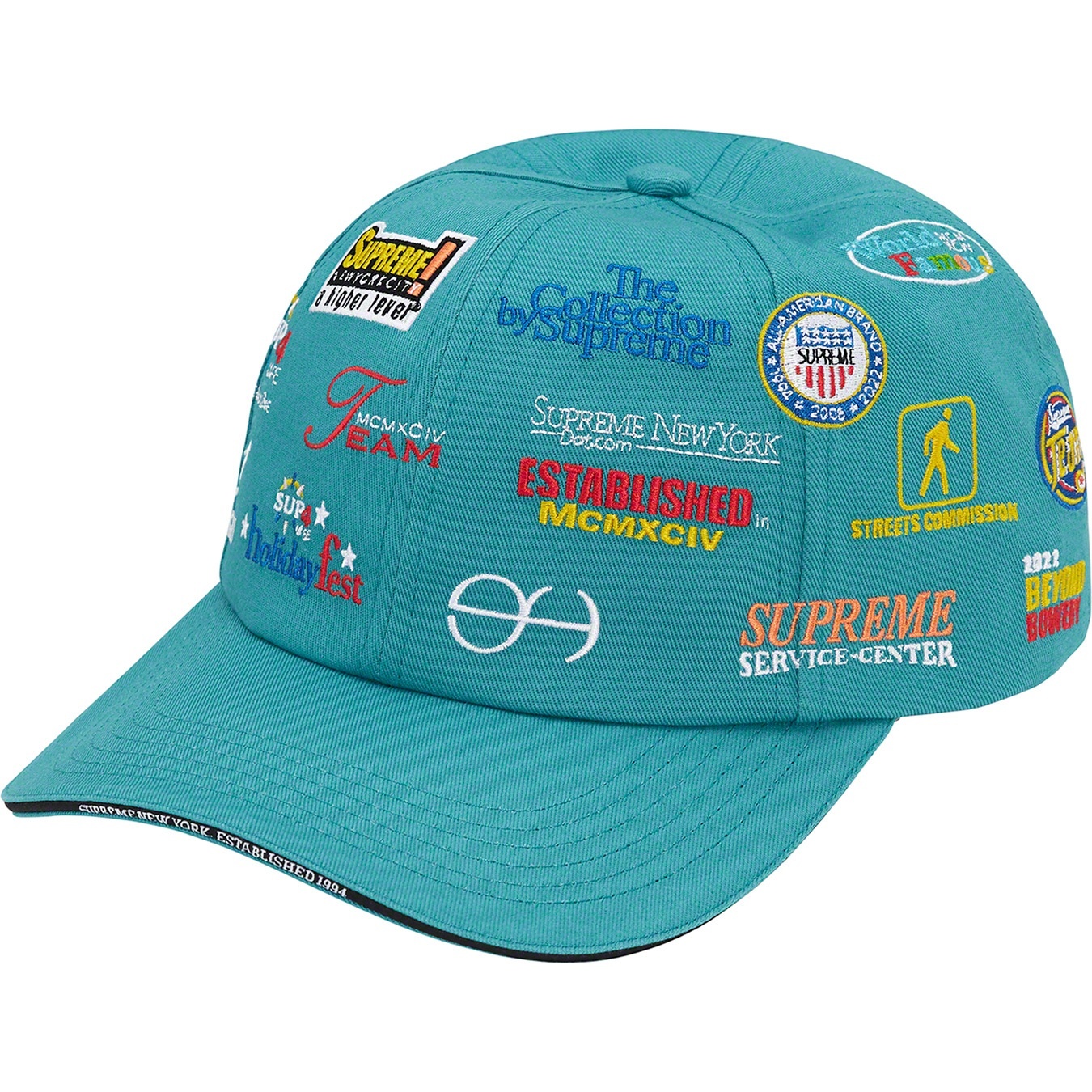 Supreme Sponsors 6-Panel (FW22) - Teal - $54