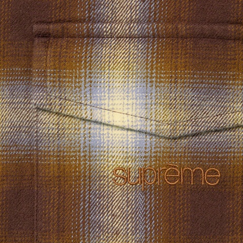Supreme Shadow Plaid Flannel Zip Up Shirt - Brown