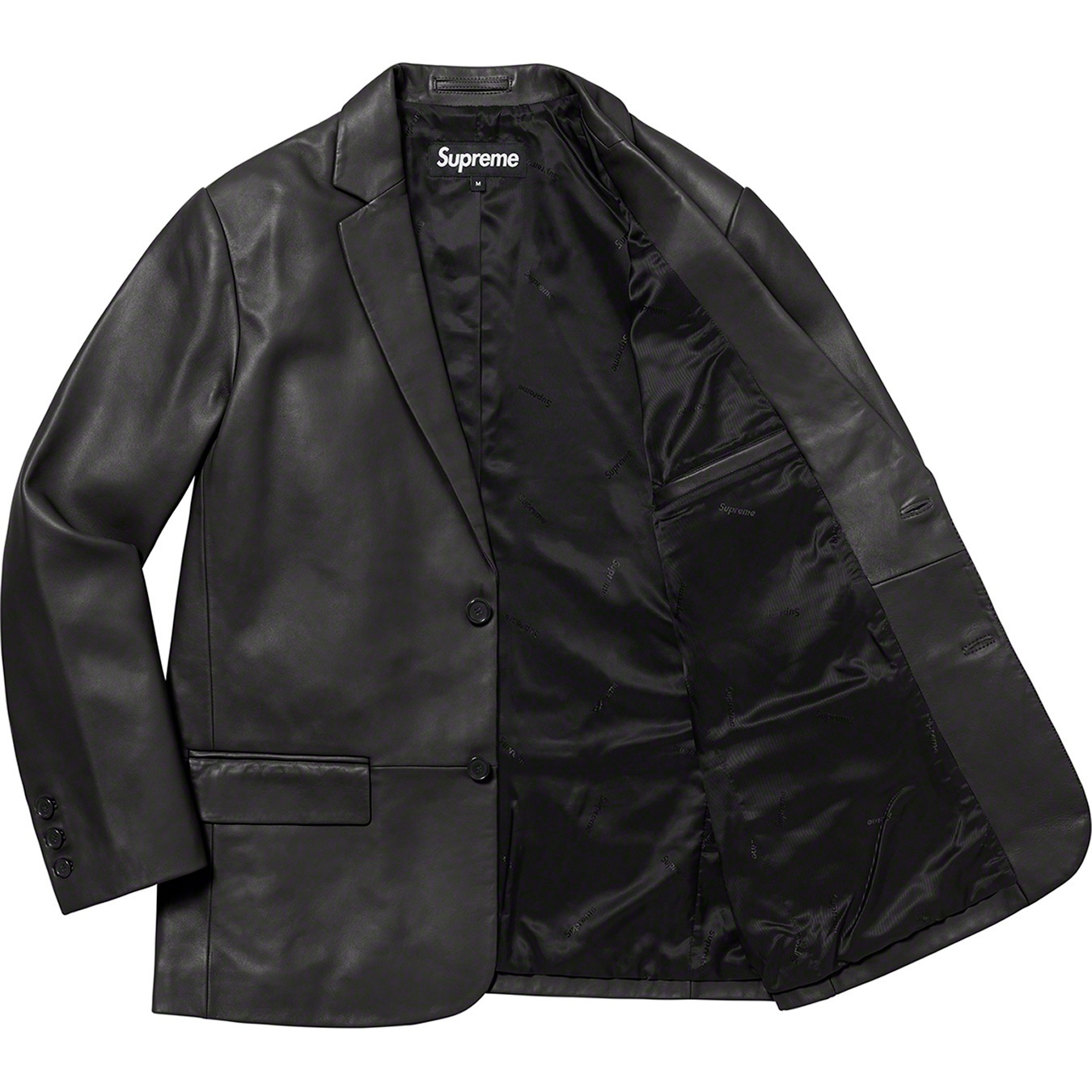 Supreme Leather Blazer (FW22) - Black - $498