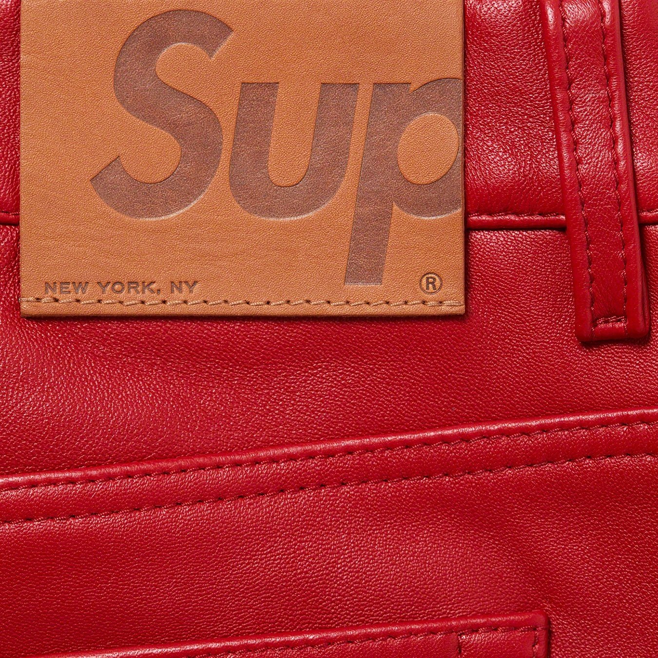 Supreme Leather 5-Pocket Jean (FW22) - Red - $398
