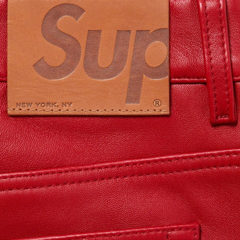 Supreme Leather 5-Pocket Jean - Red
