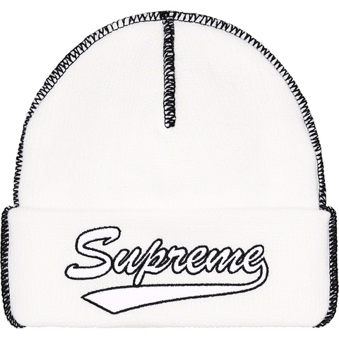 Supreme Contrast Stitch Beanie - White
