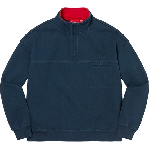 Supreme Washed Half Zip Pullover - Navy