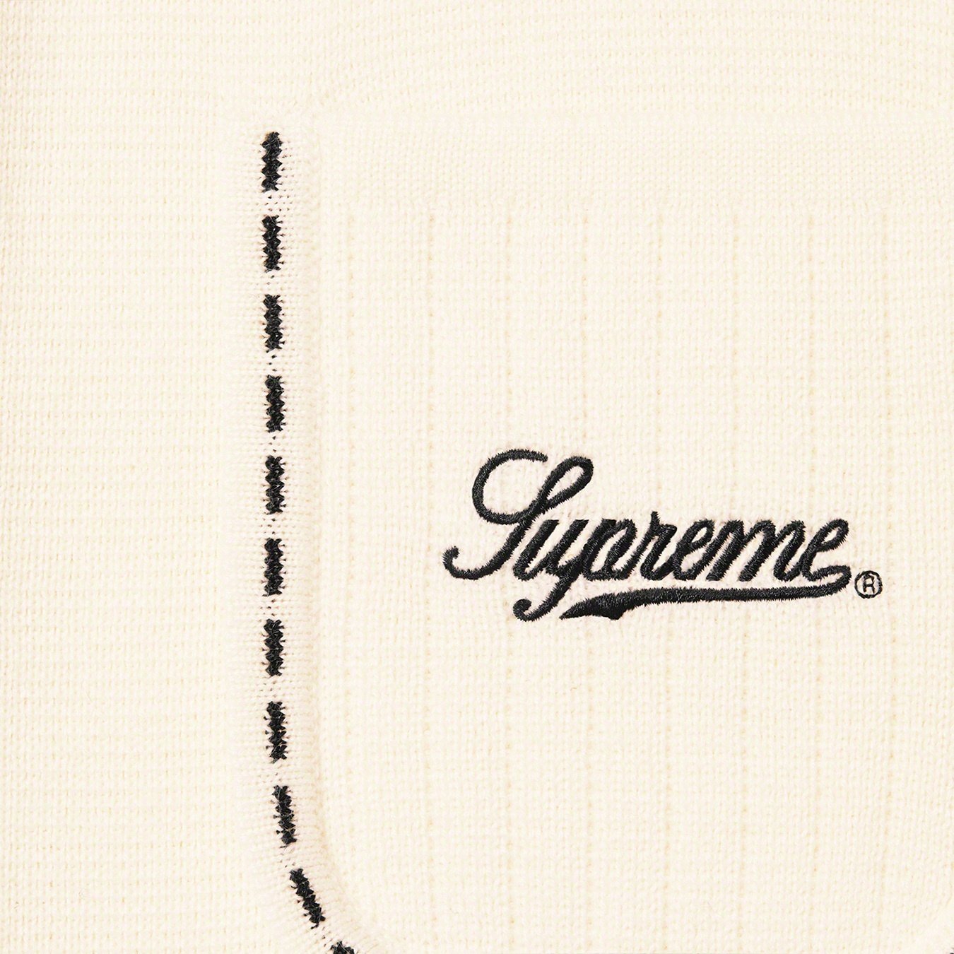 Supreme Contrast Stitch Button Up Sweater (FW22) - Natural - $168