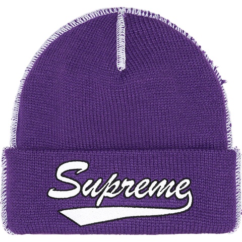 Supreme Contrast Stitch Beanie - Purple