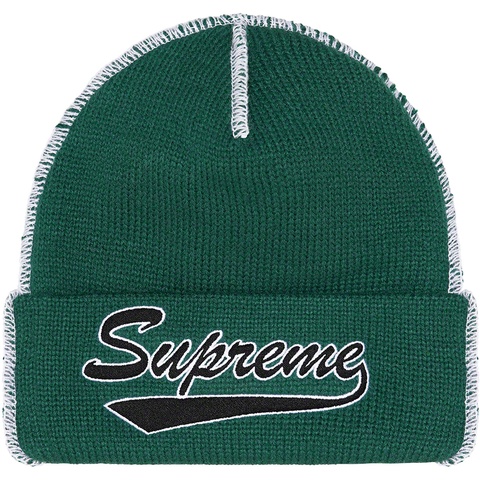 Supreme Contrast Stitch Beanie - Dark Pine