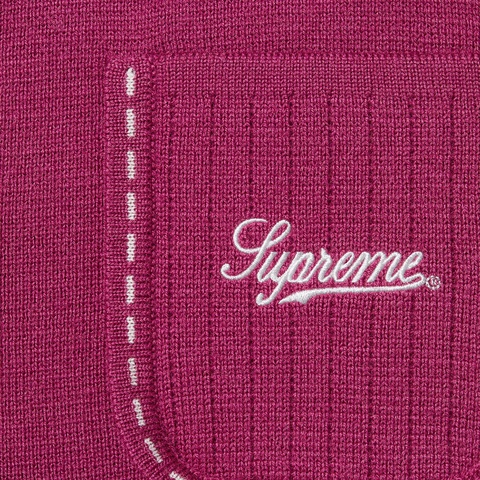 Contrast Stitch Button Up Sweater - Supreme