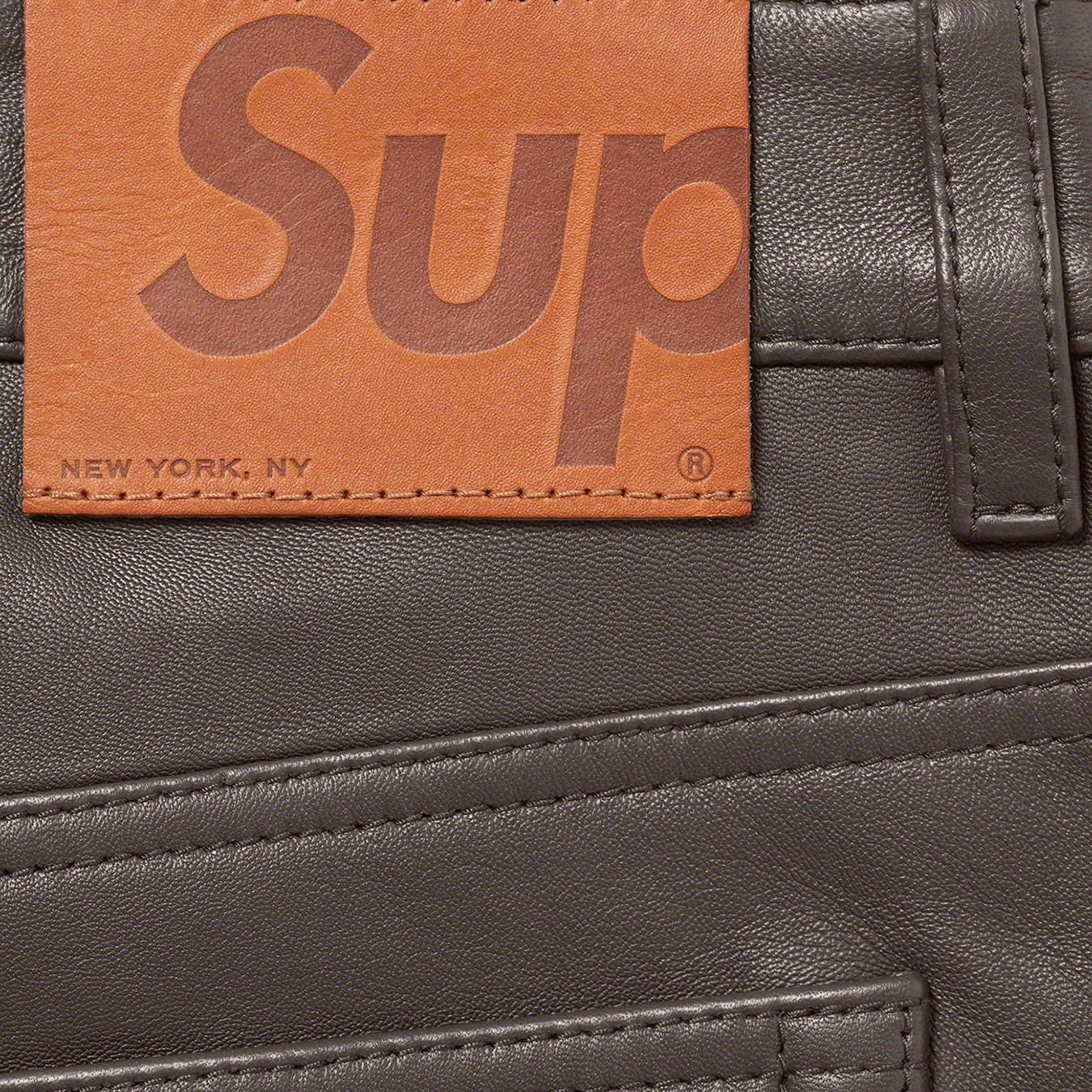 Supreme Leather 5-Pocket Jean (FW22) - Brown - $398