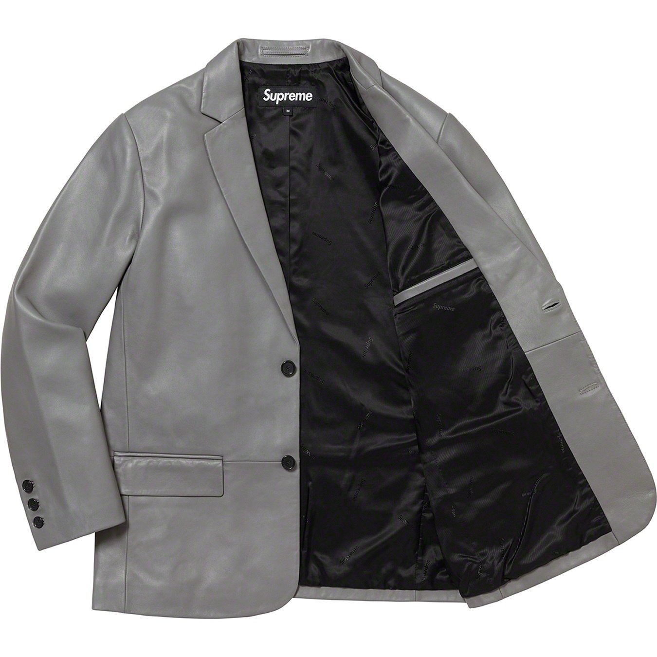 Supreme Leather Blazer (FW22) - Grey - $498