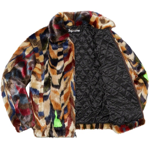 Multicolor Faux Fur Bomber Jacket - Supreme