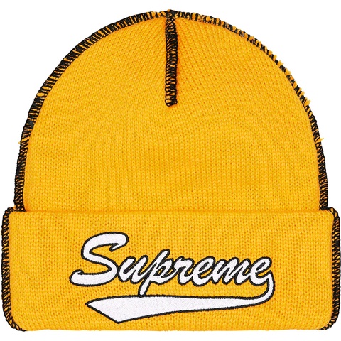 Supreme Contrast Stitch Beanie - Yellow