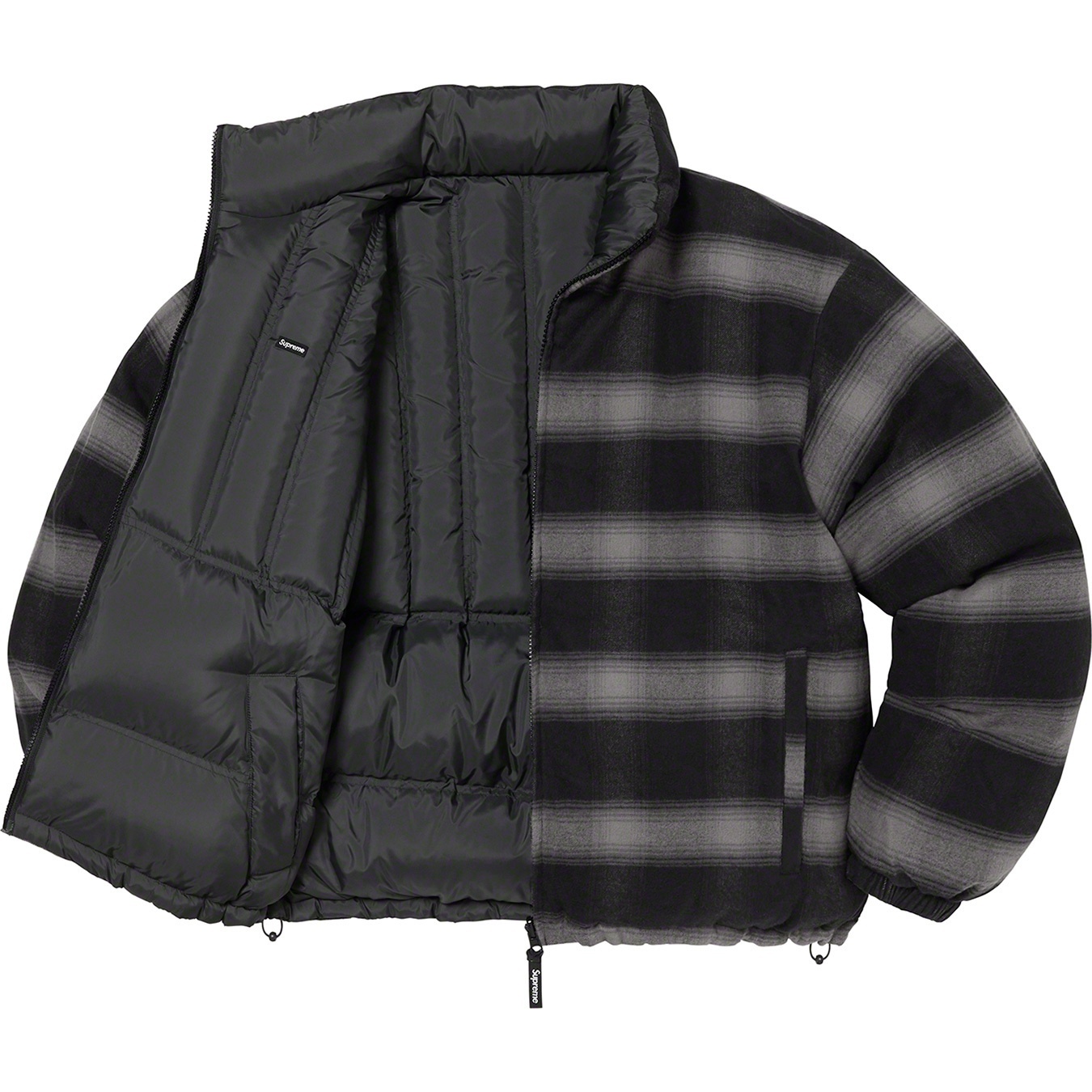 Supreme Flannel Reversible Puffer Jacket (FW22) - Black - $298