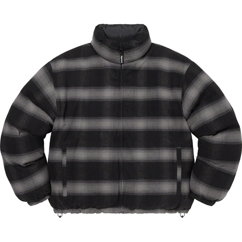 Supreme Flannel Reversible Puffer Jacket - Black
