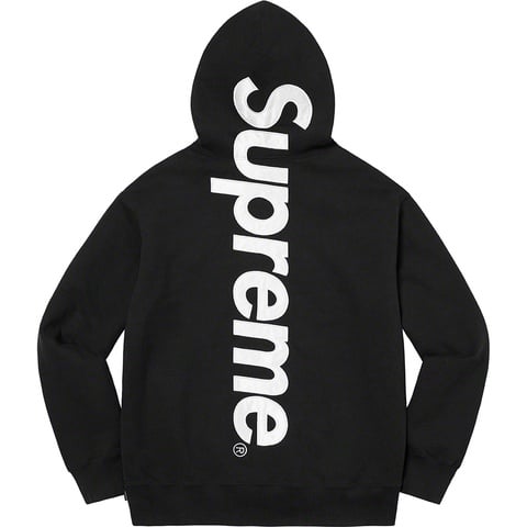 Supreme Satin Appliqué Hooded Sweatshirt - Black