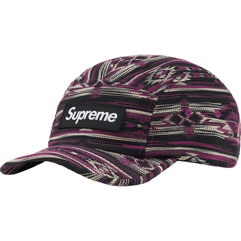 Supreme Woven Pattern Camp Cap - Purple