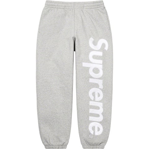 Supreme Satin Appliqué Sweatpant - Heather Grey
