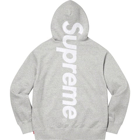 Supreme Satin Appliqué Hooded Sweatshirt - Heather Grey