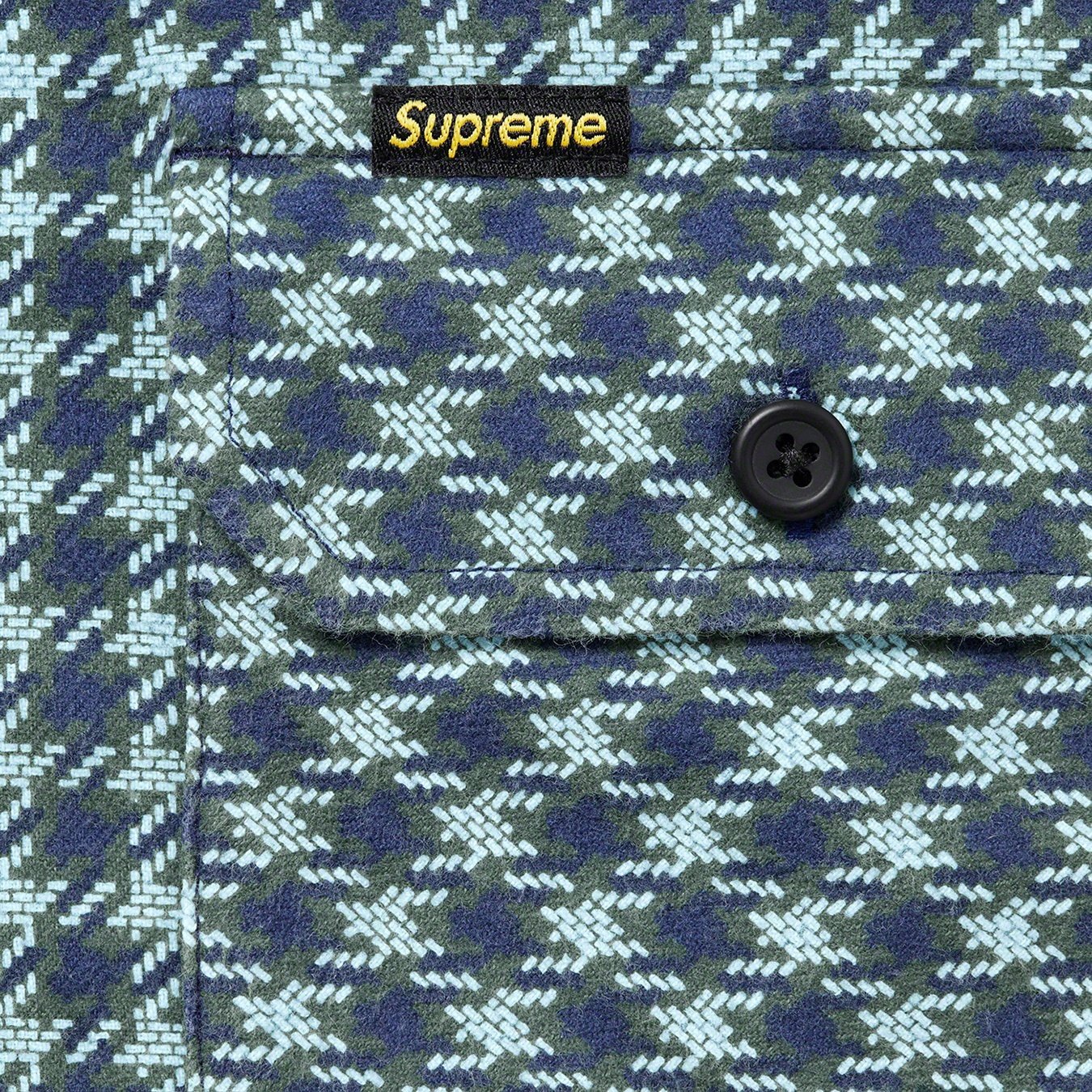 Supreme Houndstooth Flannel Hooded Shirt (FW22) - Light Navy - $148