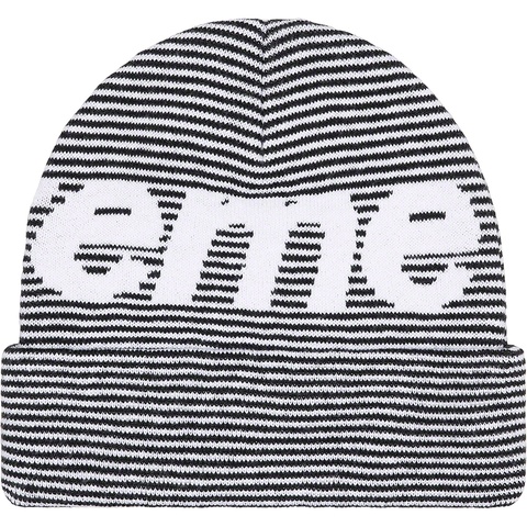 Supreme Big Logo Beanie - Black Stripe