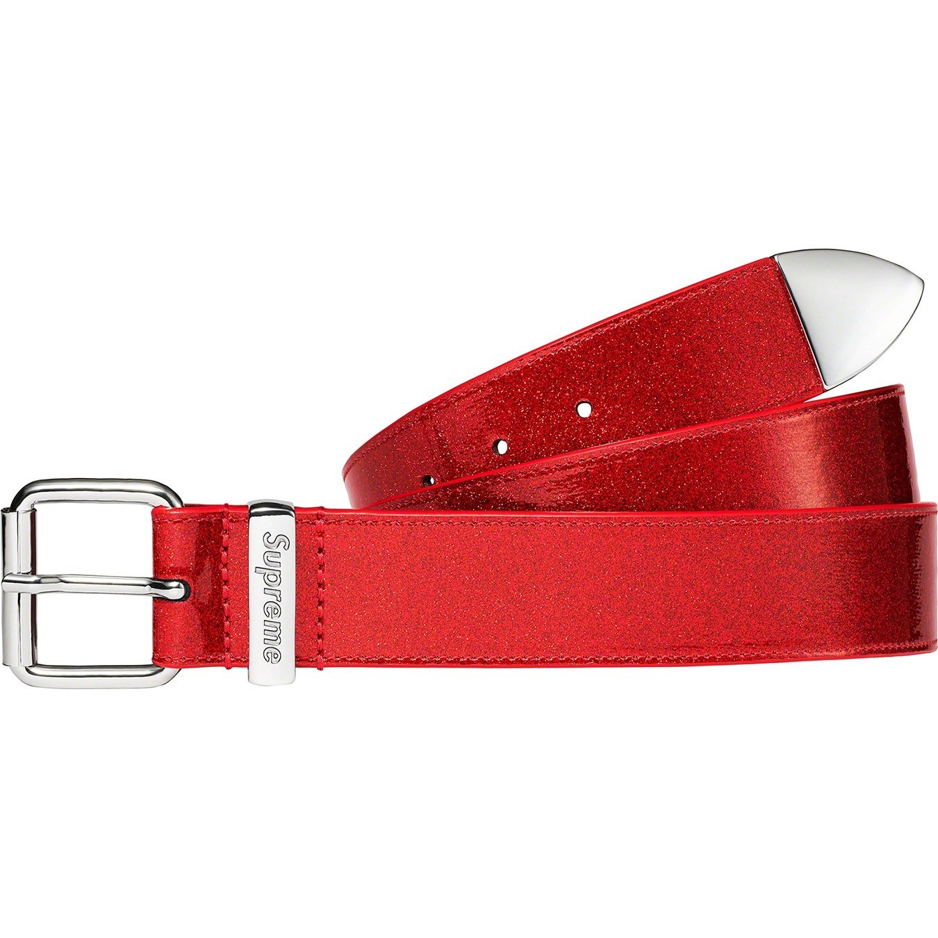 Supreme Glitter Vinyl Ranger Belt (FW22) - Red - $128