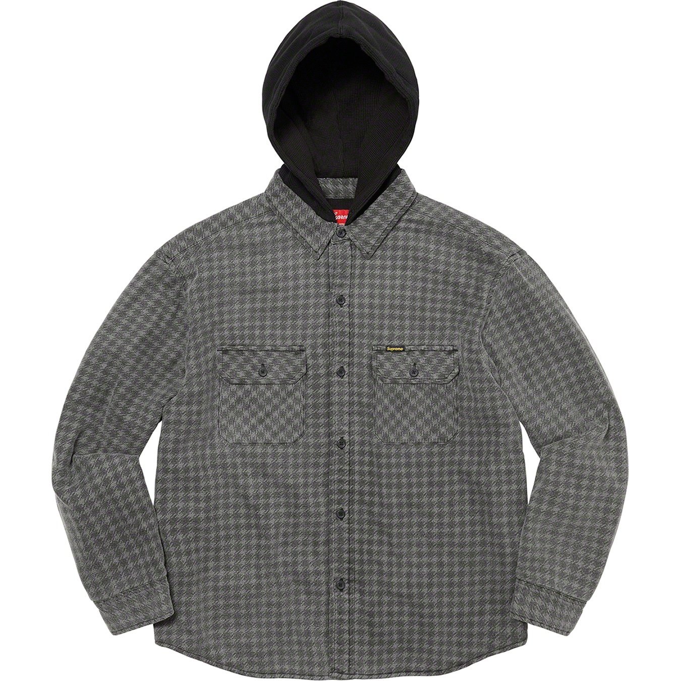 Supreme Houndstooth Flannel Hooded Shirt (FW22) - Black - $148