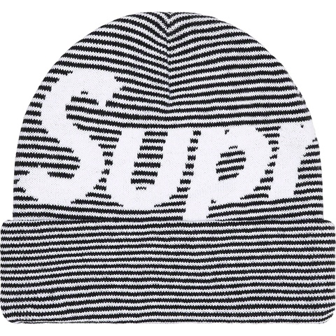Supreme Big Logo Beanie - Black Stripe