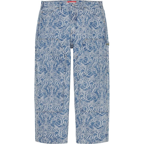 Script Jacquard Double Knee Denim Painter Pant - Supreme