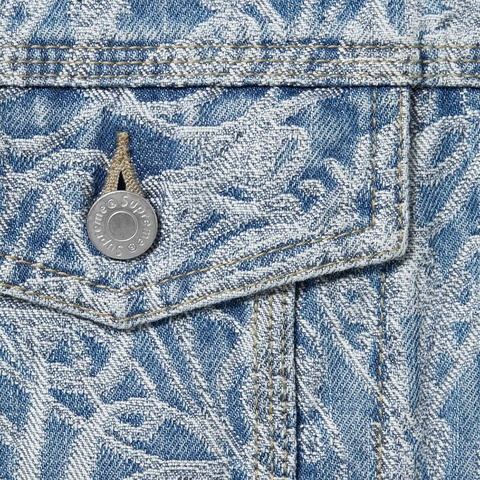 Supreme Script Jacquard Denim Trucker Jacket - Washed Blue
