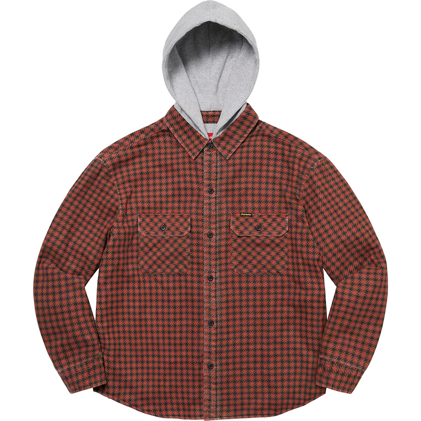 Supreme Houndstooth Flannel Hooded Shirt (FW22) - Red - $148