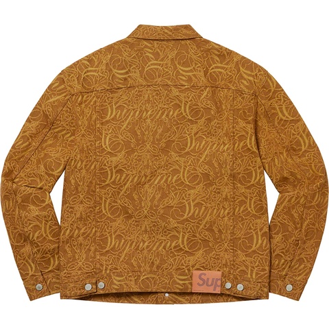 Supreme Script Jacquard Denim Trucker Jacket - Brown