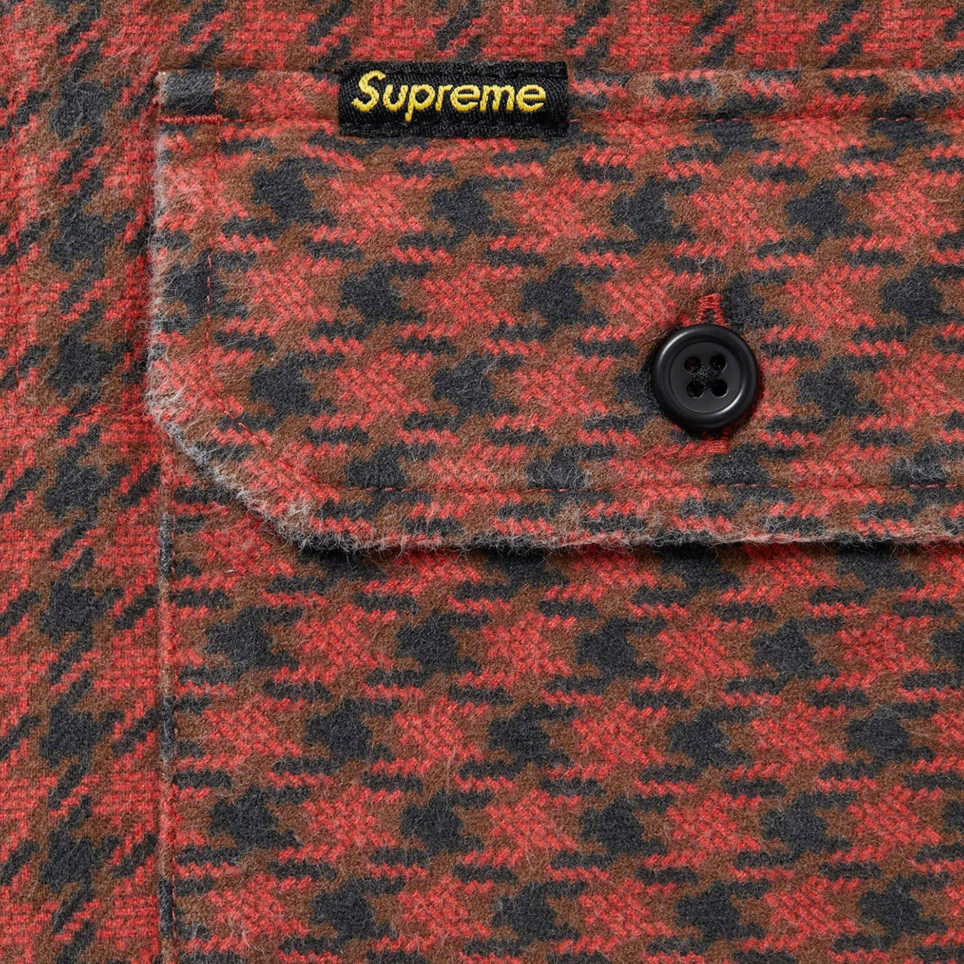 Supreme Houndstooth Flannel Hooded Shirt (FW22) - Red - $148