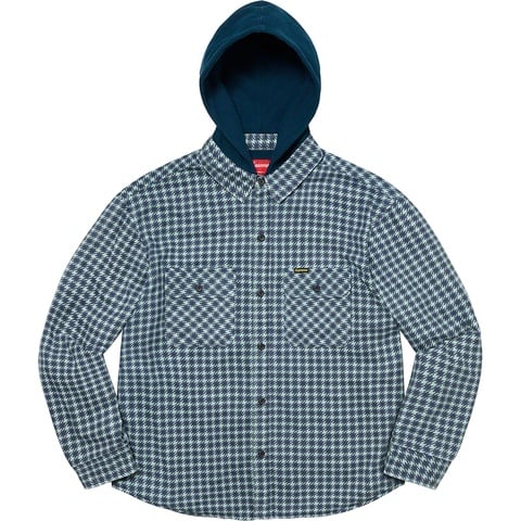 Houndstooth Flannel Hooded Shirt - Supreme