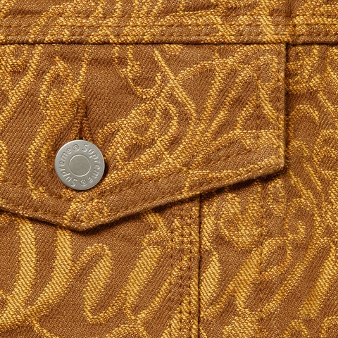 Supreme Script Jacquard Denim Trucker Jacket - Brown