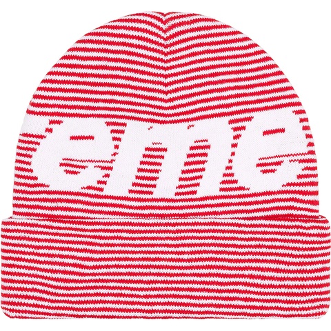 Supreme Big Logo Beanie - Red Stripe
