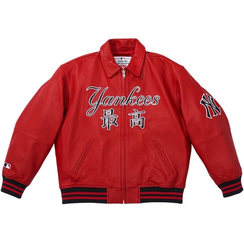 Supreme®/New York Yankees™ Kanji Leather Varsity Jacket - Supreme