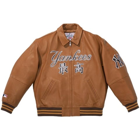 Supreme ニューヨーク・ヤンキース レザージャケット　Mサイズ Supreme New York Yankees Kanji Leather Varsity Jacket Black Men's