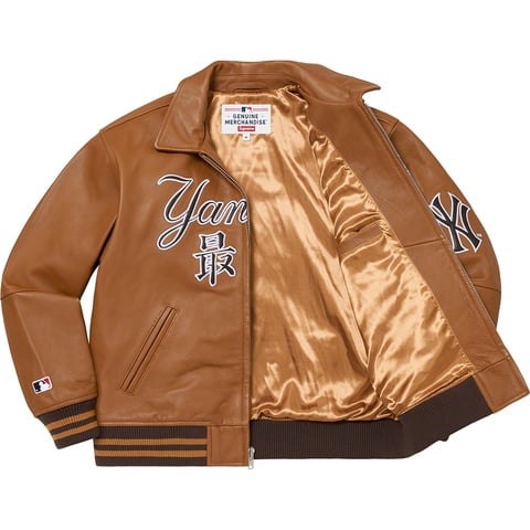 Supreme®/New York Yankees™ Kanji Leather Varsity Jacket - Supreme