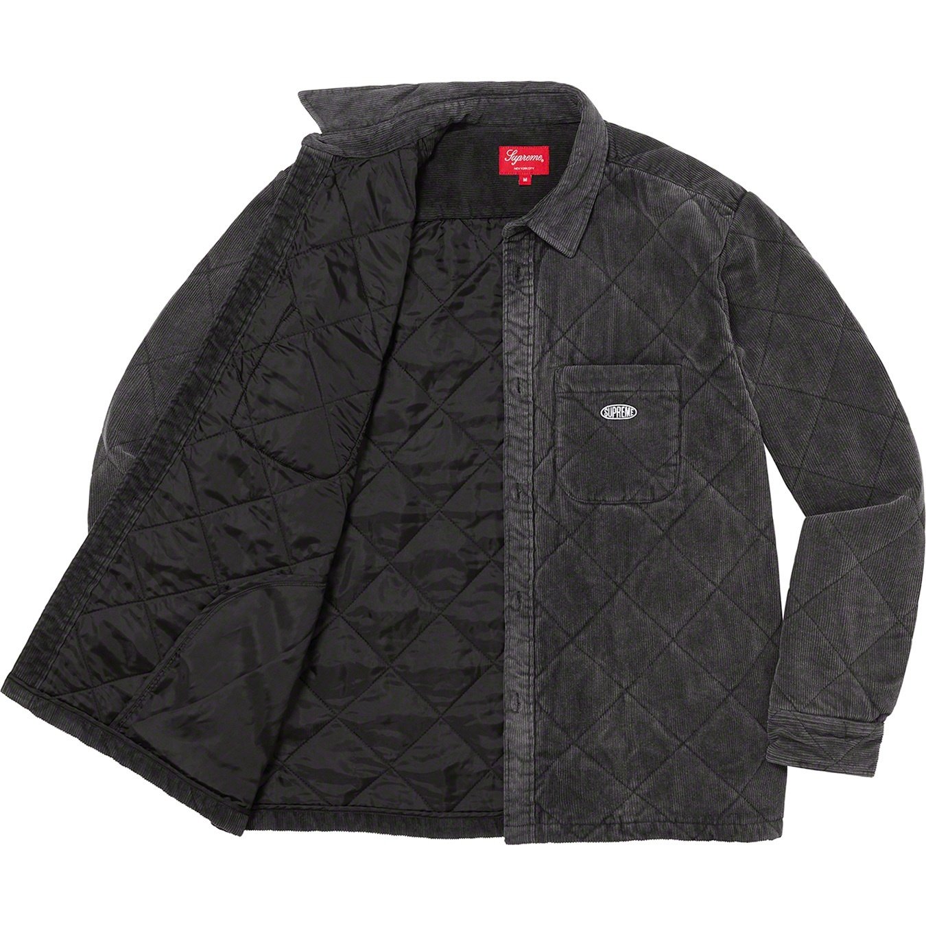 Supreme Quilted Corduroy Shirt (FW22) - Black - $148